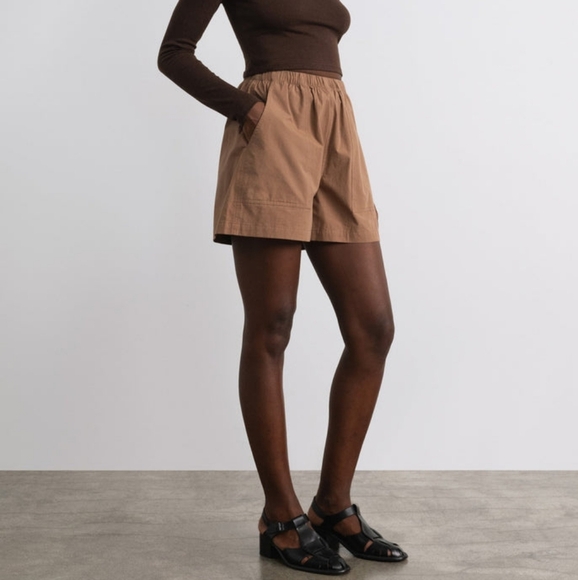 NWOT Ozma 100% Organic Cotton Poplin Juno Shorts, Almond Brown, XS - Picture 2 of 12